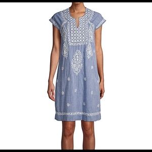 Roller Rabbit Faith Dress, Chambray denim white size xl